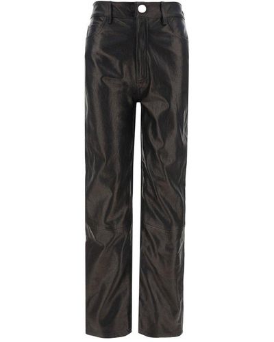 Khaite Straight Leg Monochrome Patterned Leather Trousers - Black