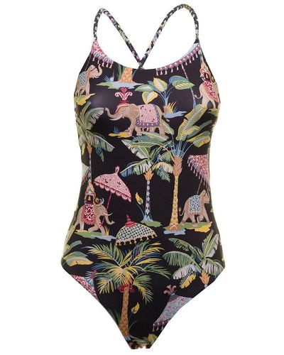 RED Valentino Red flora And Fauna Print One-piece Swimsuit - Black