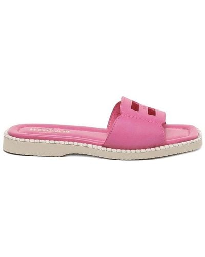 Hogan H638 Cut-out Flat Sandals - Pink