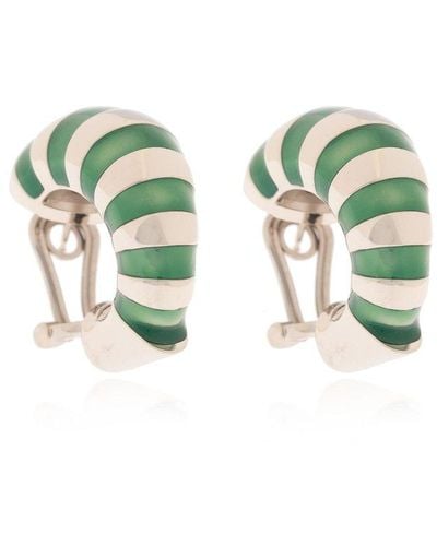 Ferragamo Earrings Finished With Enamel, - Green