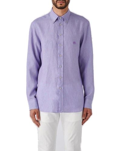 Etro Buttoned Long-sleeved Shirt - Purple