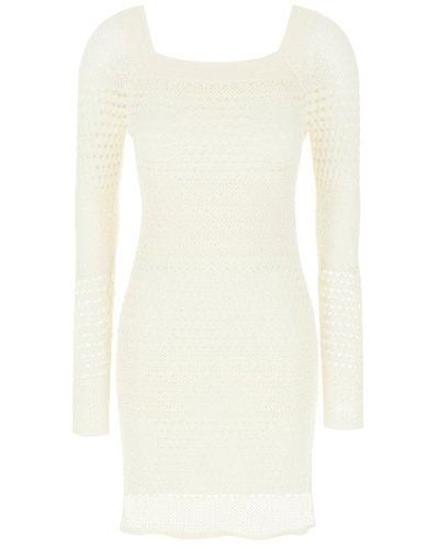 Tom Ford Open-knit Long-sleeved Mini Dress - White