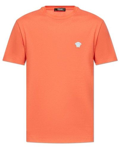 Versace Logo-embroidered Crewneck T-shirt - Orange