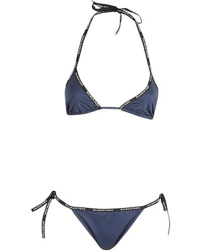 Balmain Triangle Bikini Suit - Blue
