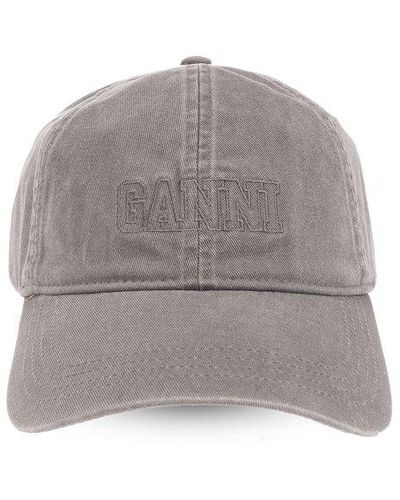 Ganni Baseball Cap, - Grey