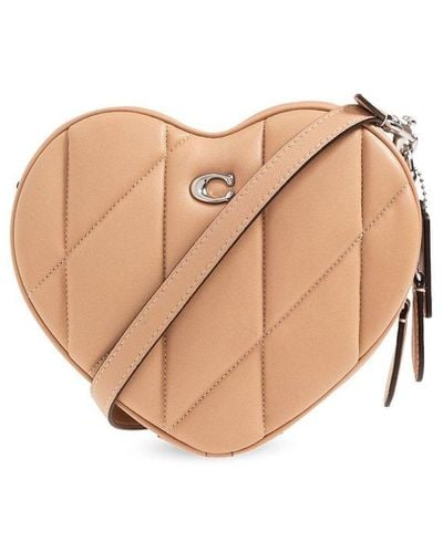 COACH Heart-shaped Quilted Leather Cross-body Bag - Natural