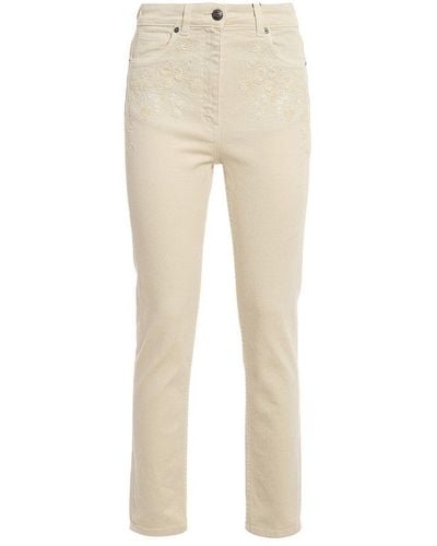Etro Embroidered Detailed Skinny Jeans - Natural