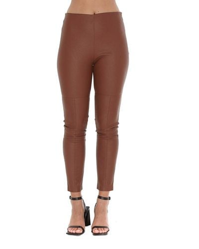 Pinko High-waist Faux-leather Trousers - Brown