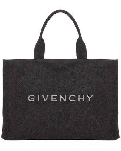 Givenchy Logo Embroidered Open-top Tote Bag - Black