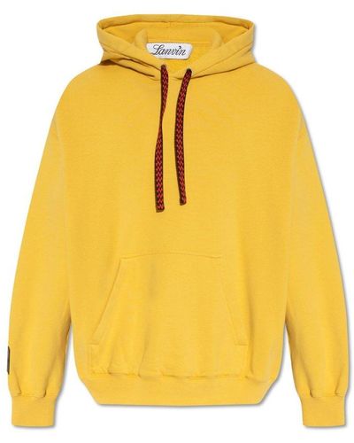 Lanvin X Future Logo Embroidered Drop-shoulder Hoodie - Yellow