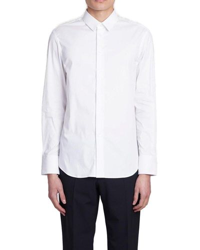 Emporio Armani Plain Long-sleeved Buttoned Shirt - White