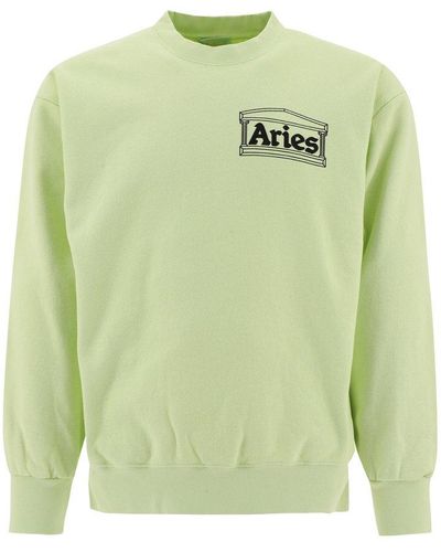 Aries Logo Printed Crewneck Sweatshirt - Green