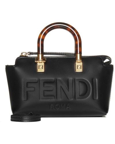 Fendi By The Way Mini Raffia Tote Bag - Black