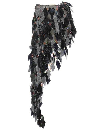 Alexandre Vauthier Couture Edit Embroidered Asymmetric Skirt - Black