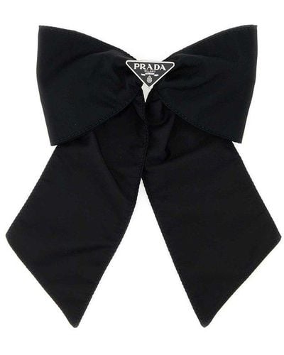 Prada Triangle-logo Bow Hair Clip - Black