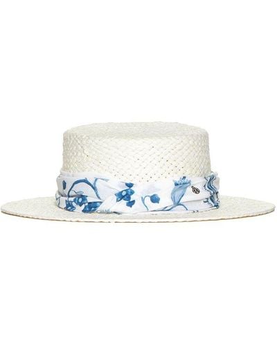Maison Michel Kiki Wide Brim Boater Hat - White