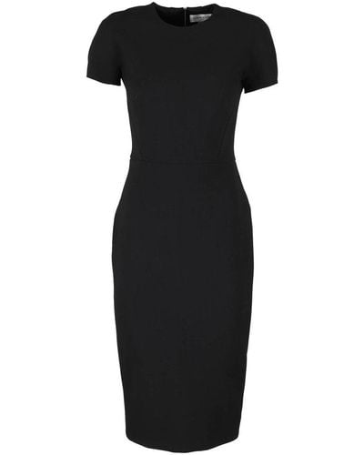 Victoria Beckham Crepe Round-neck Midi Dress - Black