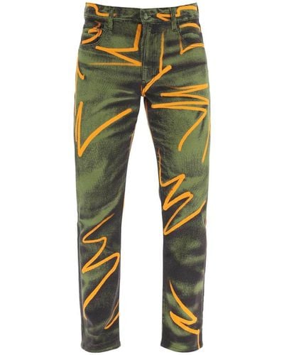 Moschino Graphic-printed Straight-leg Jeans - Green
