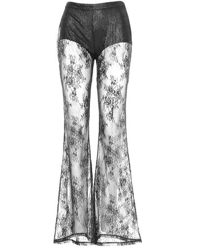 Pinko Laminated-lace Flared Trousers - Grey