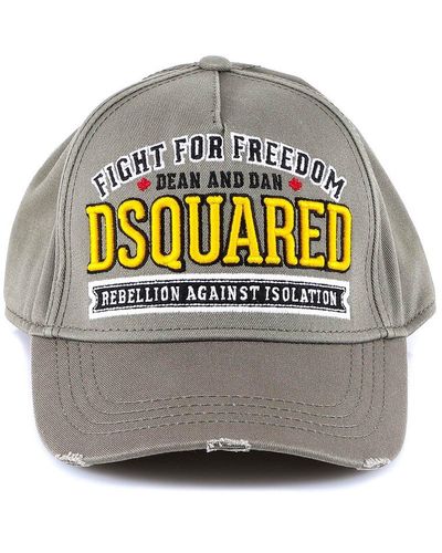 DSquared² Logo Embroidered Distresed Baseball Cap - Grey