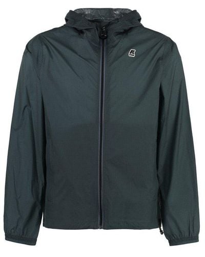K-Way Cleon Logo Patch Hooded Jacket - Green