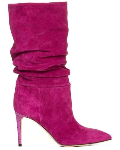 Paris Texas Slouchy Pointed Suede Boots - Pink