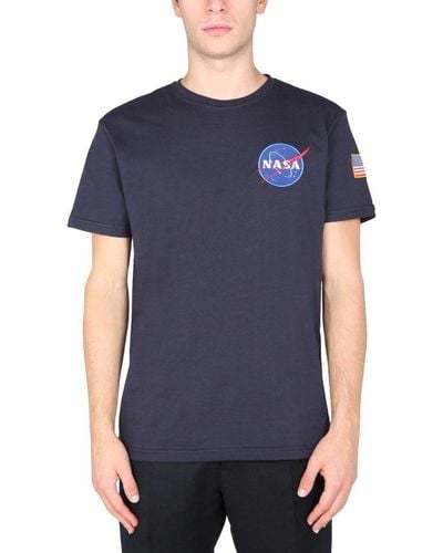 Alpha Industries Space Shuttle Printed Crewneck T-shirt - Blue
