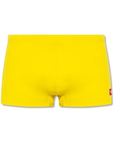 DIESEL Bmbx-hero Logo-patch Swim Boxers - Yellow