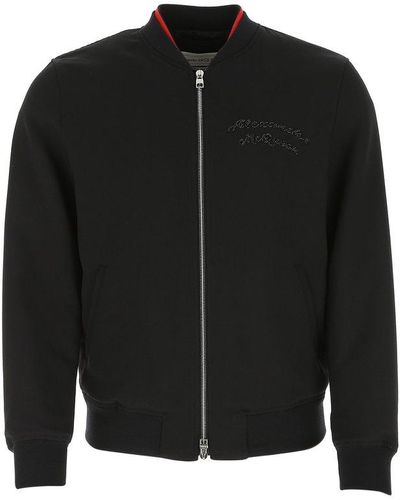 Alexander McQueen Logo Bomber Jacket - Black