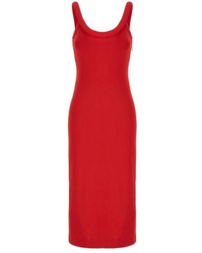 Alexander McQueen Bodycon Sleeveless Midi Dress - Red