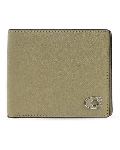 COACH Leather Wallet With Logo - Green