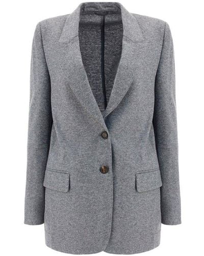 Brunello Cucinelli Longline Single-breasted Coat - Grey