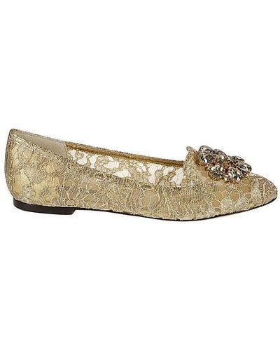 Dolce & Gabbana Vally Taormina Lace Embellished Ballerina Shoes - Metallic