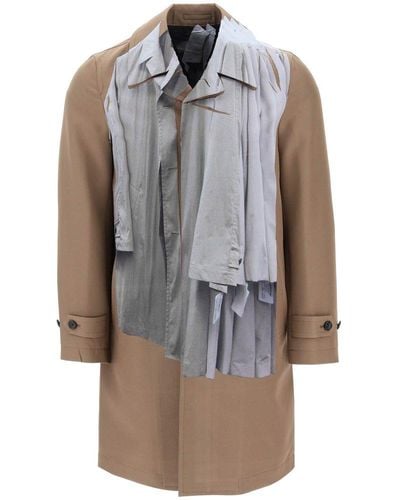 Comme des Garçons Single-Breasted Trench Coat With Trompe - Grey