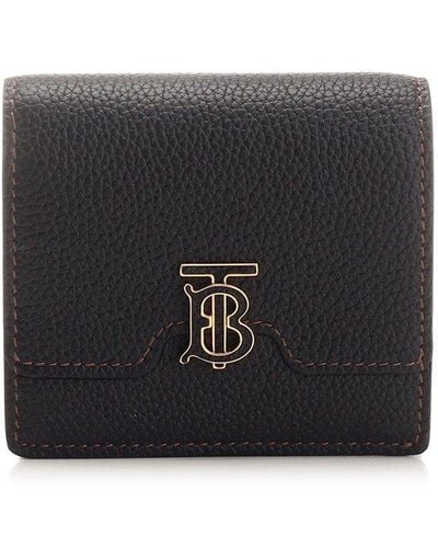 Burberry Logo Plaque Bi-fold Wallet - Black