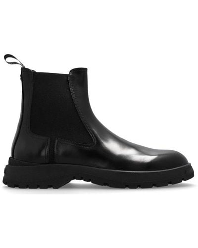 Versace Leather Chelsea Boots, - Black