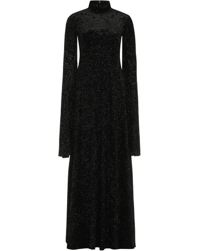 Balenciaga Velvet Long-sleeve Maxi Dress - Black