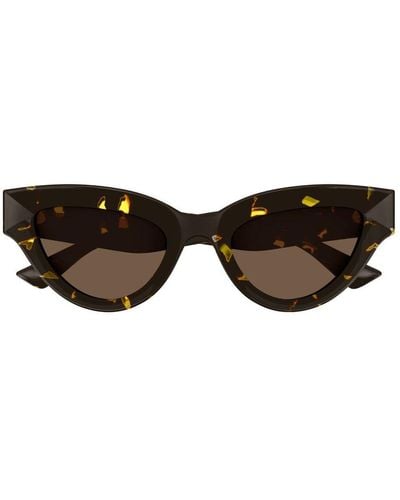 Bottega Veneta Sharp Cat Eye Sunglasses - Brown