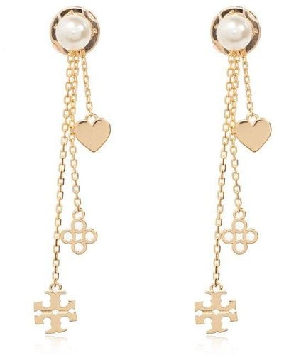 Tory Burch Chained Drop Earrings - White