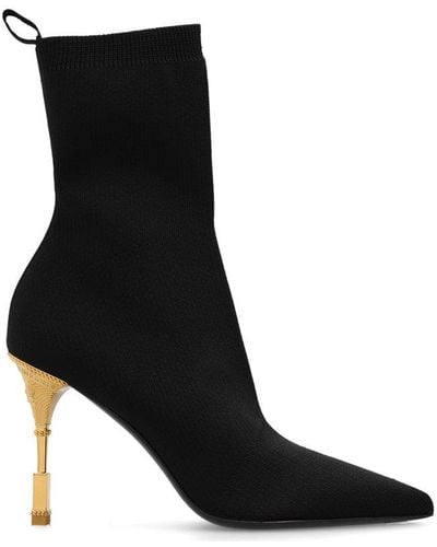Balmain Knit Moneta Ankle Boots 95 - Black