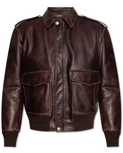 Bally Leather Jacket With Vintage Effect - Brown