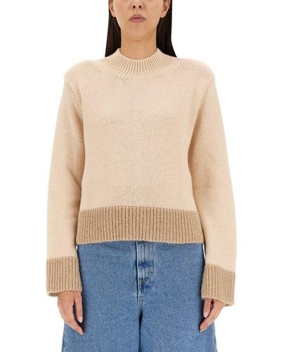 Alysi High-neck Knitted Sweater - Blue