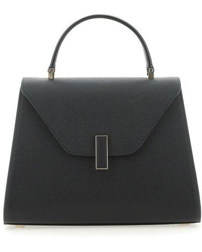 Valextra Fold-over Top Top Handle Bag - Black