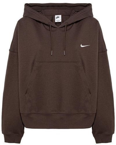 Nike Sportswear Logo Embroidered Hoodie - Brown