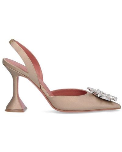 AMINA MUADDI Pointed-toe Slingback Court Shoes - Pink