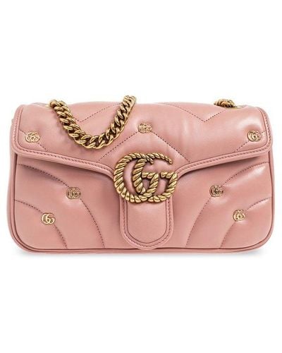 Gucci 'GG Marmont Small' Quilted Shoulder Bag, - Pink