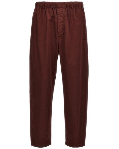 Lemaire Elasticated Waistband Cropped Leg Pants - Red