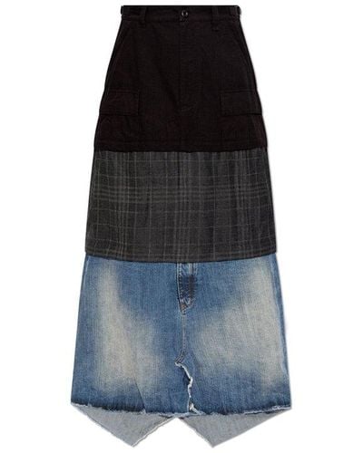Balenciaga Maxi Layered Cargo Skirt - Blue