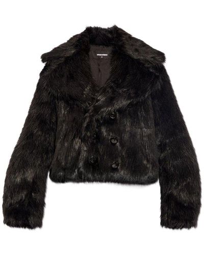 DSquared² Double-breasted Fur Jacket - Black