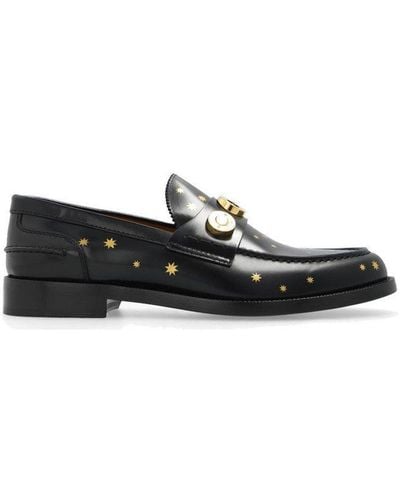 Burberry Fred Star Print Loafers - Black